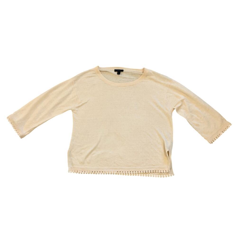 J Crew Womens Top Sz M Cream 100% Linen Lightweight Basic Lightweight Nautical